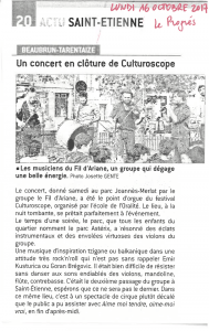 article : Un concert en clôture du Culturoscope